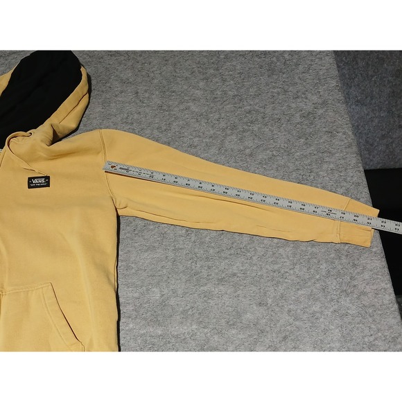 Vans Full Zip Hoodie Jacket Yellow Black Checkered Sleeve Logo Mens Size S‎ - Picture 5 of 6